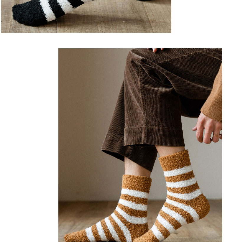 Fashion Dark Gray Plush Striped Tube Socks,Fashion Socks