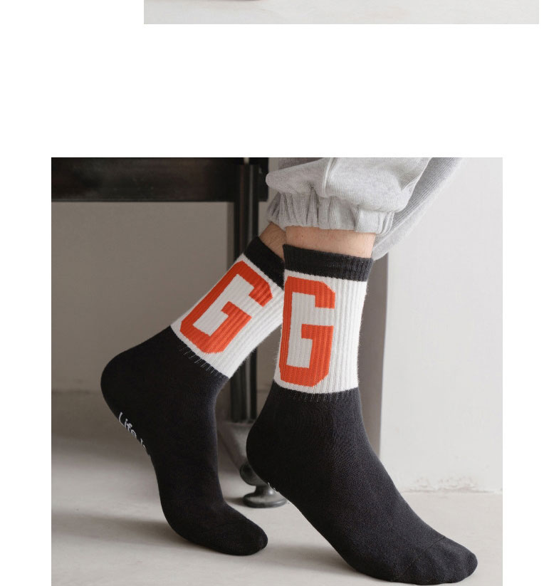 Fashion Grey Letter Print Long Sleeve Socks,Fashion Socks