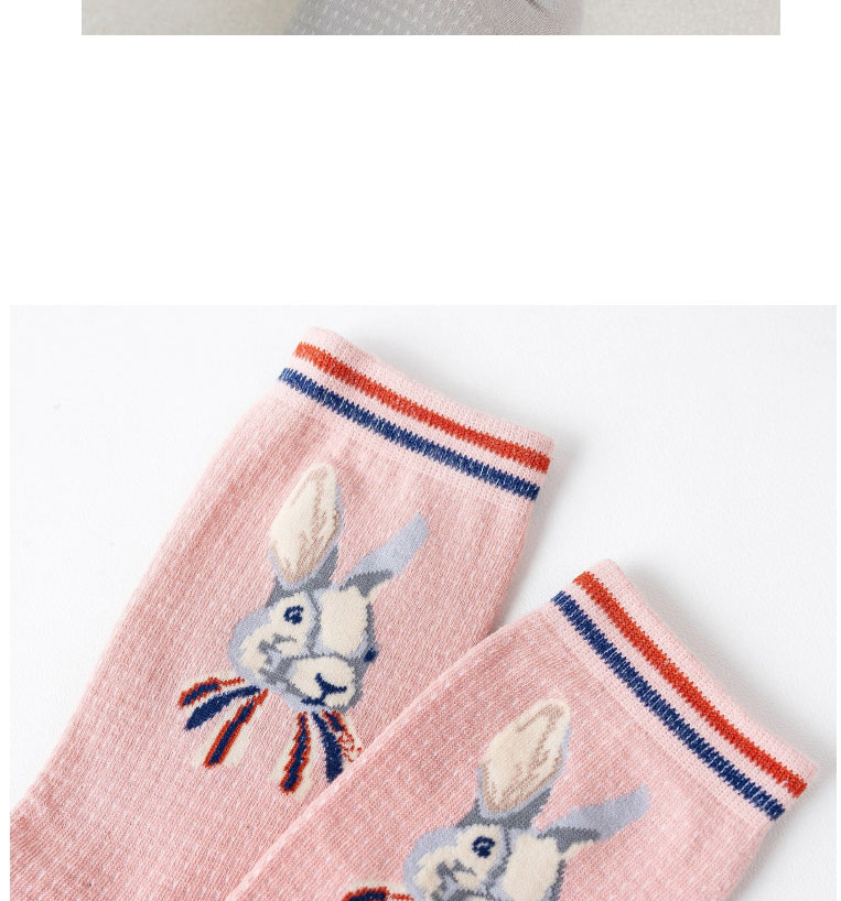 Fashion Grey Cartoon Rabbit Embroidered Tube Socks,Fashion Socks