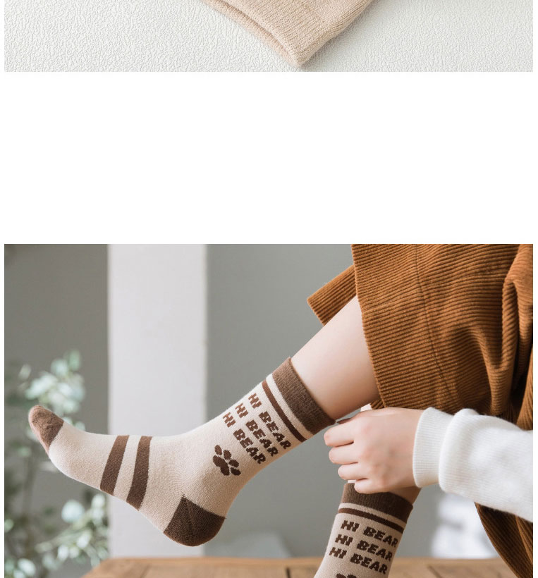 Fashion Khaki Cotton Geometric Cartoon Embroidered Tube Socks,Fashion Socks