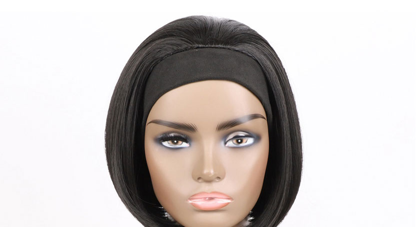 Fashion Black Ice Silk Hair Band Wig Headgear,Wigs