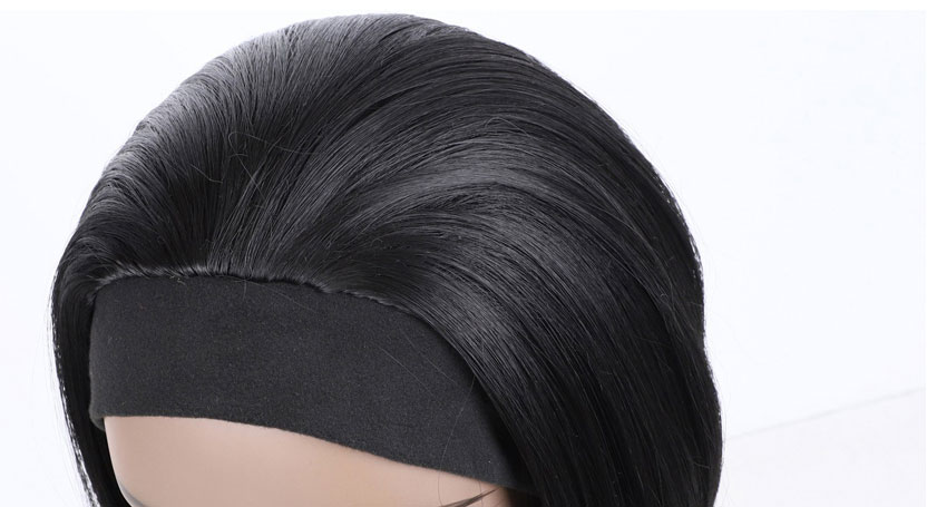 Fashion Black Ice Silk Hair Band Wig Headgear,Wigs