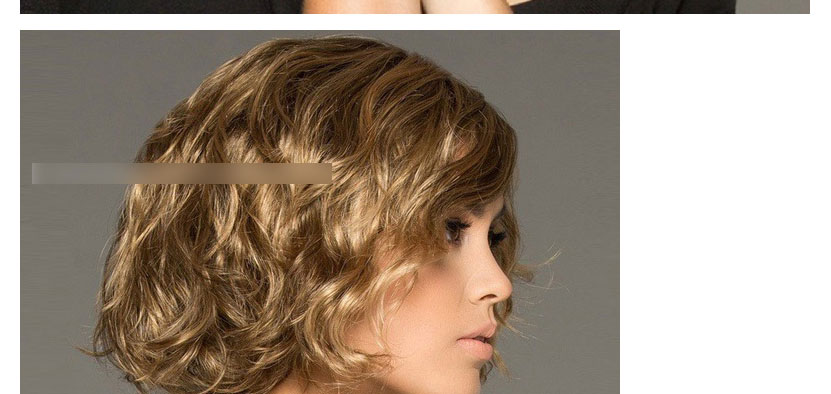 Fashion Brown Short Curly Hair High Temperature Silk Wig Headgear,Wigs