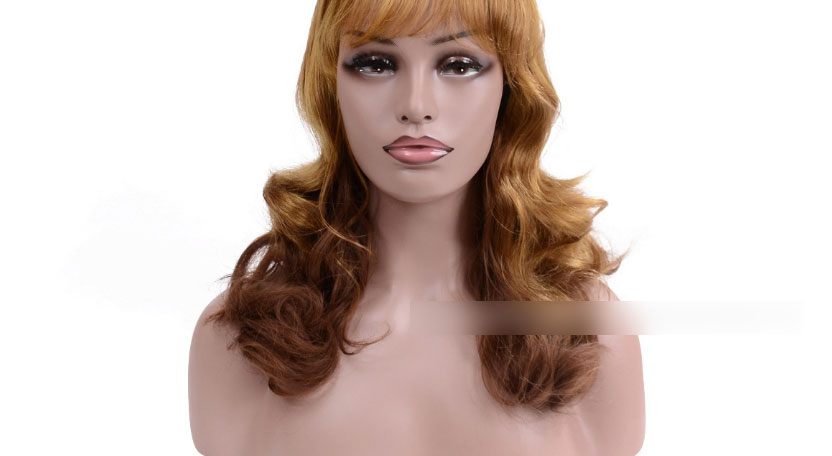 Fashion Brown Long Curly Hair Big Wave Synthetic Headgear,Wigs