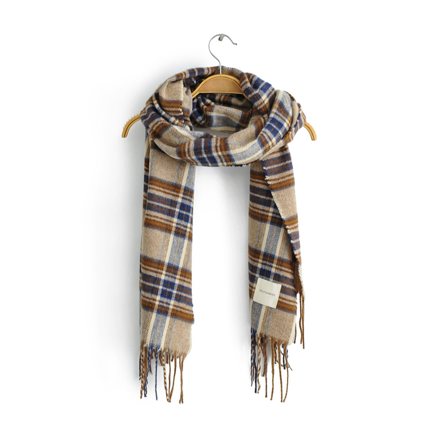 Fashion Color Cashmere Plaid Fringed Scarf,knitting Wool Scaves