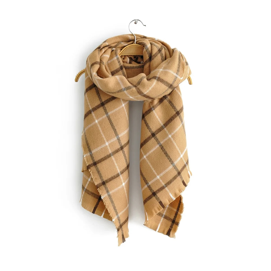 Fashion Ginger Cashmere Plaid Scarf,knitting Wool Scaves