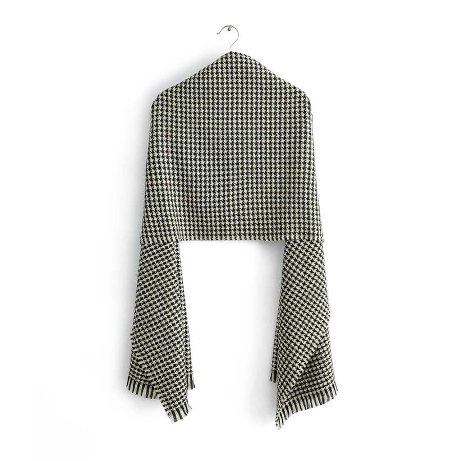 Fashion Coffee Beige Houndstooth Print Patch Scarf,knitting Wool Scaves