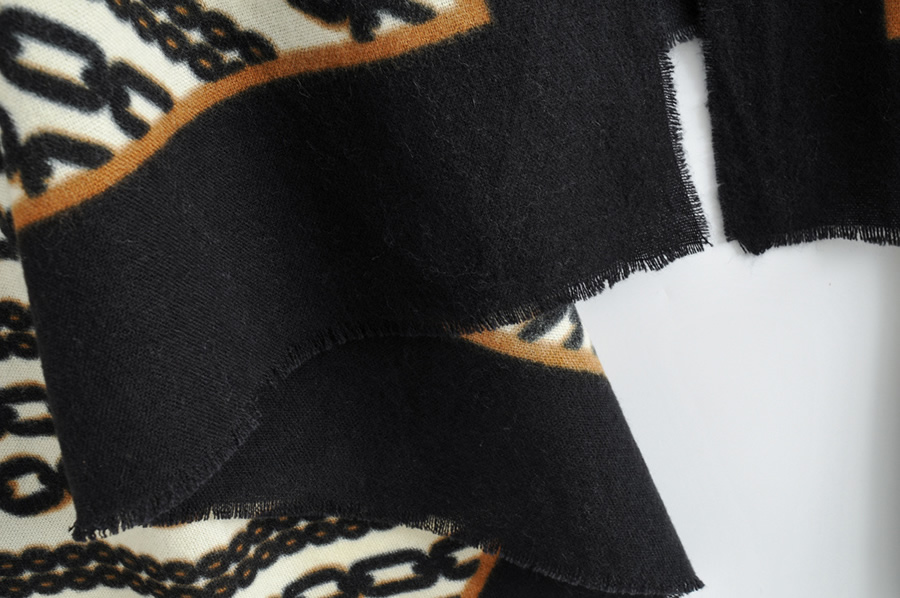 Fashion Black Chain Print Imitation Cashmere Scarf,knitting Wool Scaves