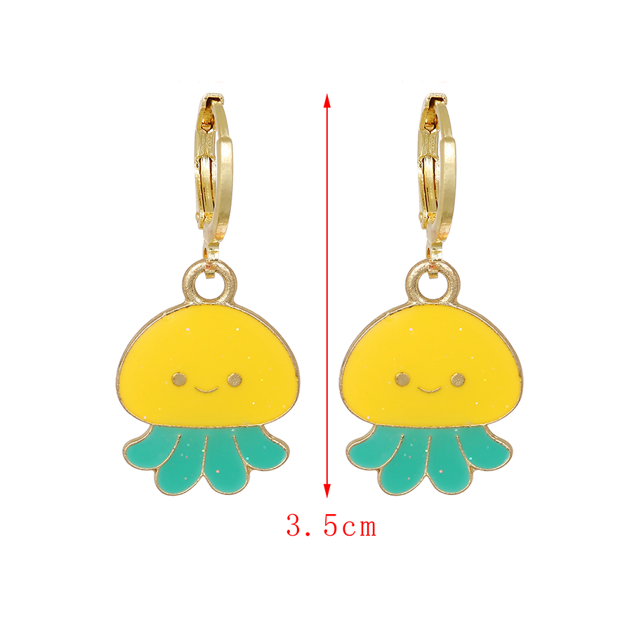 Fashion Yellow Alloy Dripping Jellyfish Ear Ring,Hoop Earrings