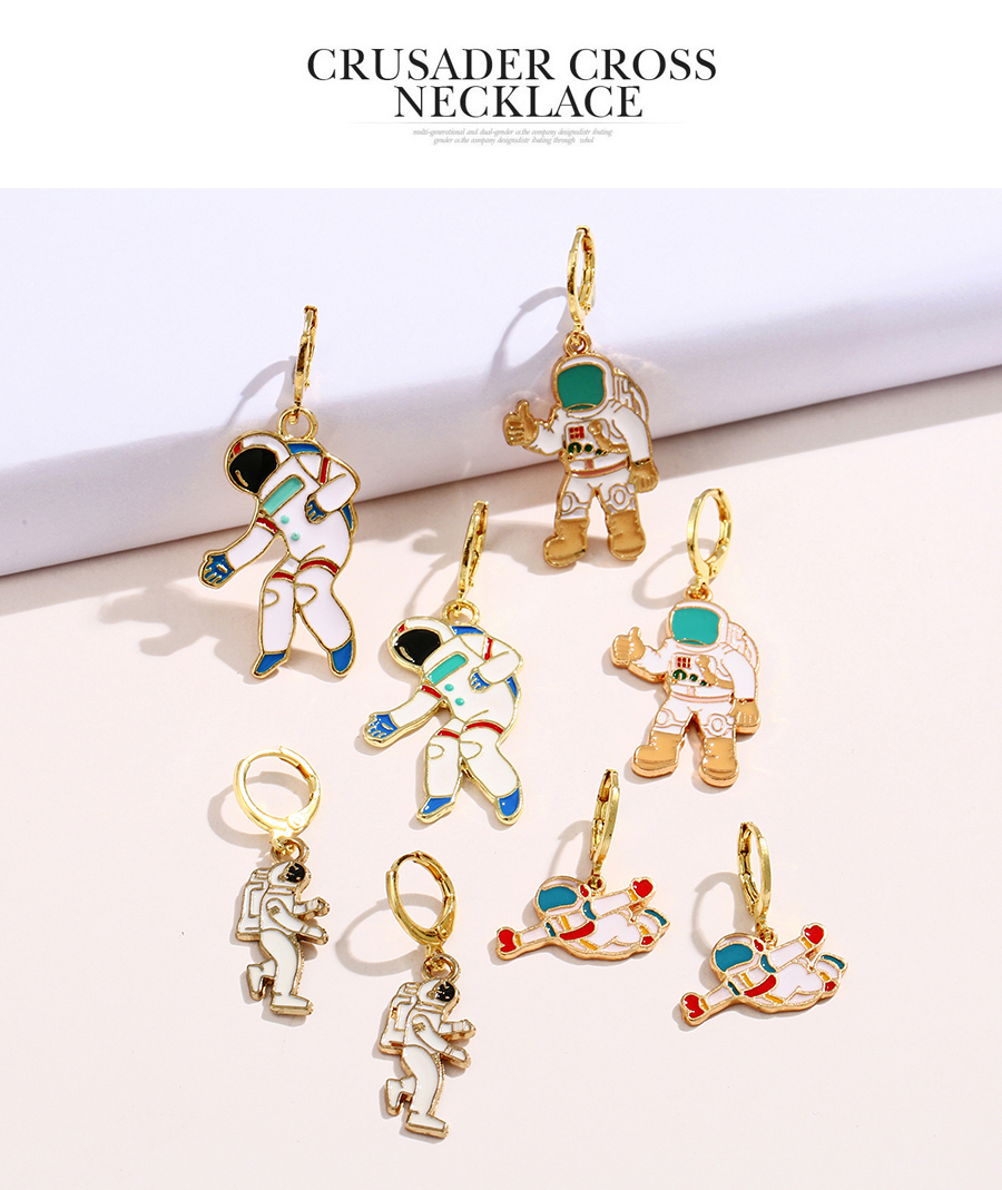 Fashion Color Alloy Dripping Astronaut Ear Ring,Hoop Earrings