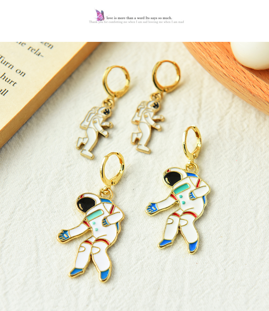 Fashion Color Alloy Dripping Astronaut Ear Ring,Hoop Earrings