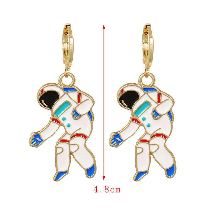 Fashion Khaki Alloy Dripping Astronaut Ear Ring,Hoop Earrings