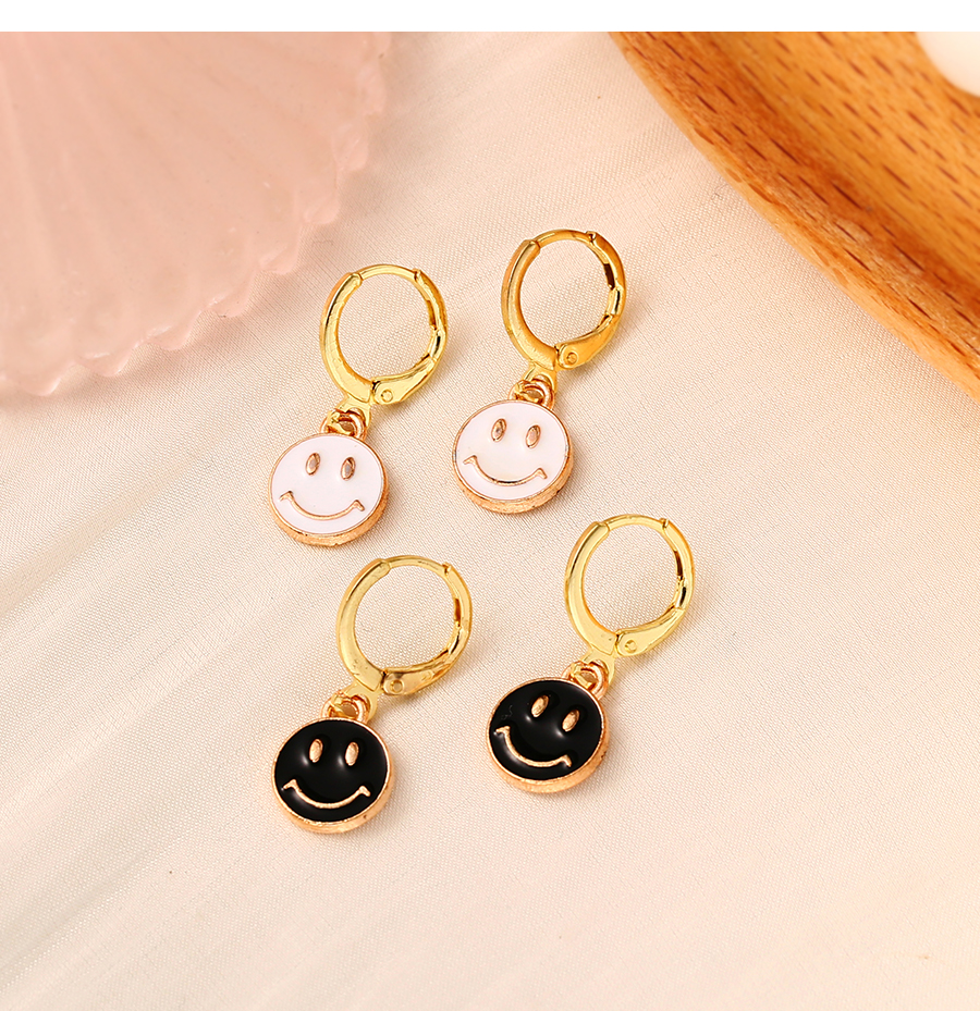 Fashion Black Alloy Dripping Smiley Earrings,Hoop Earrings