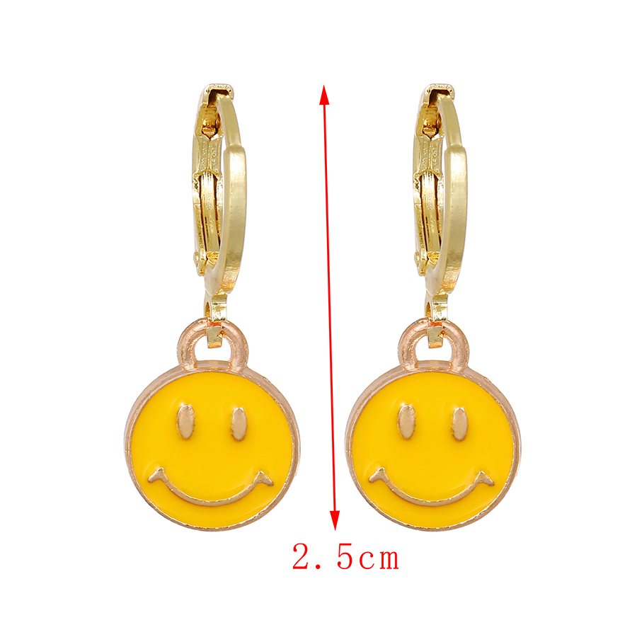 Fashion Yellow Alloy Dripping Smiley Earrings,Hoop Earrings