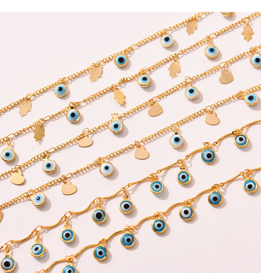 Fashion Gold Copper Drop Oil Eye Pendant Chain Accessories (100cm),Jewelry Findings & Components