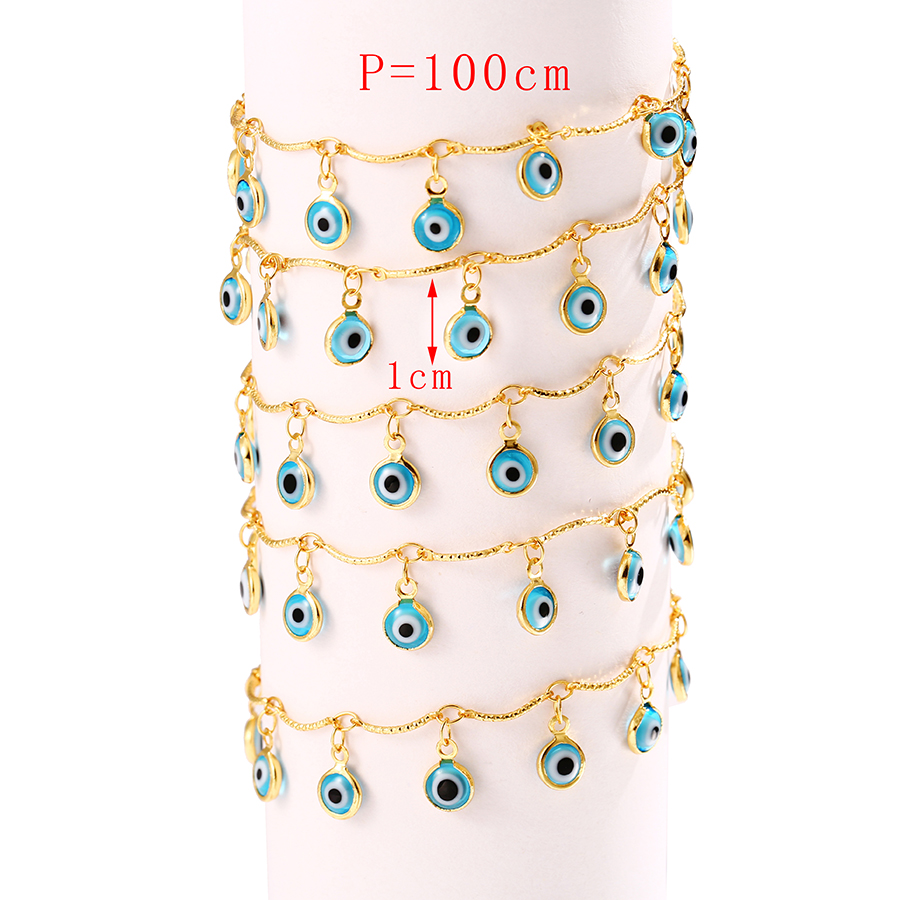 Fashion Gold Copper Drop Oil Eye Pendant Chain Accessories (100cm),Jewelry Findings & Components