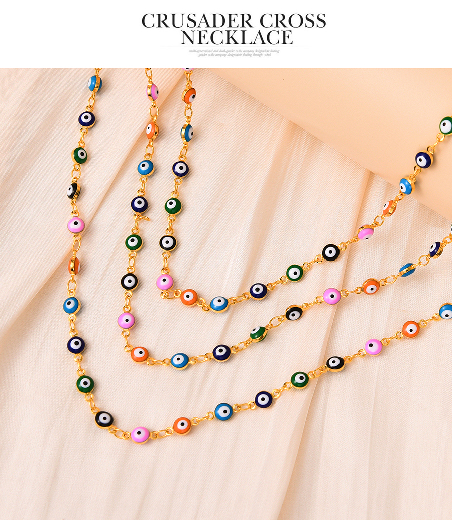 Fashion Color Copper Dripping Eyes Necklace (42cm),Necklaces