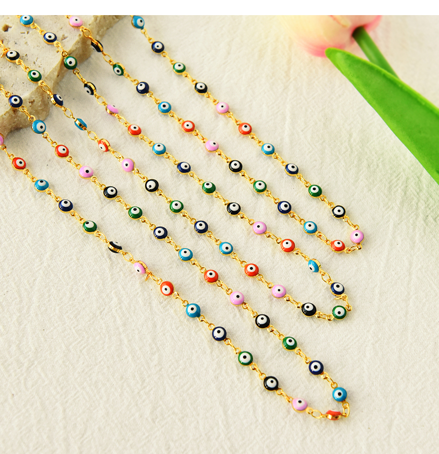 Fashion Color-3 Copper Dripping Eyes Necklace (62cm),Necklaces