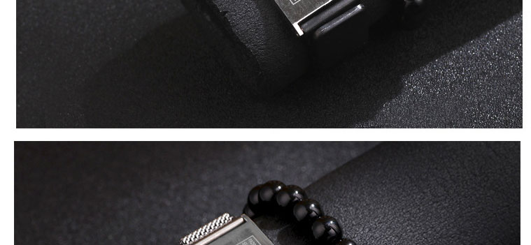 Fashion Black + Black Agate Stainless Steel Cross Magnetic Buckle Tiger Eye Beaded Bracelet Set,Jewelry Set