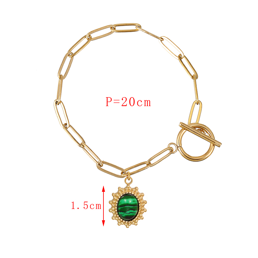 Fashion Green Titanium Steel Turquoise Irregular Ot Buckle Bracelet,Bracelets