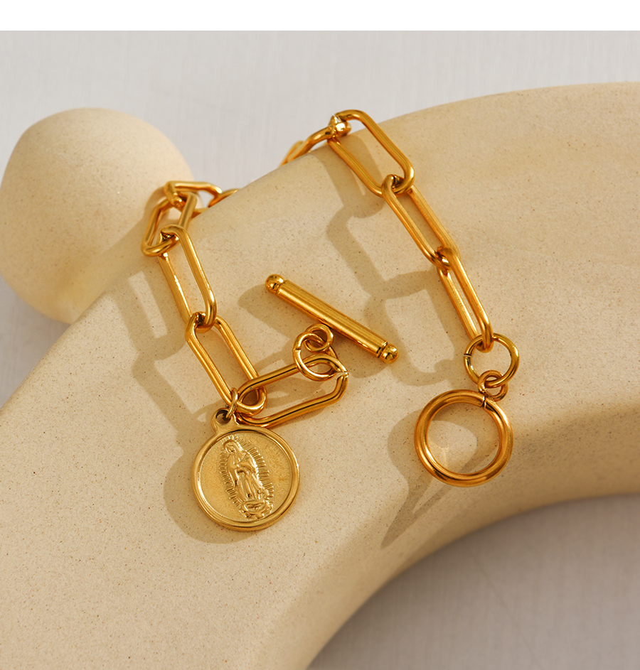 Fashion Gold Titanium Steel Portrait Thick Chain Ot Buckle Bracelet,Bracelets