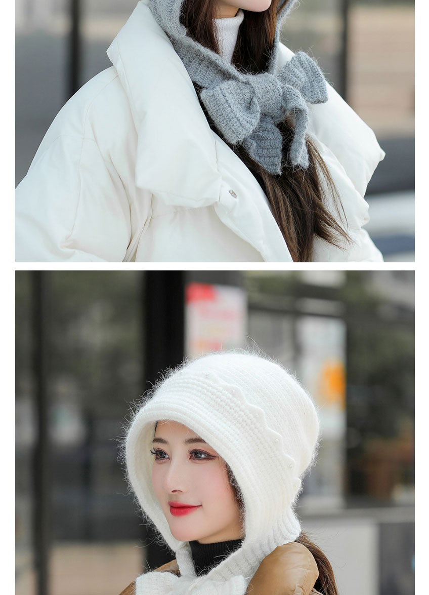 Fashion Lotus Root Starch Woolen Knitted Pearl Lace Scarf One-piece Suit,Beanies&Others