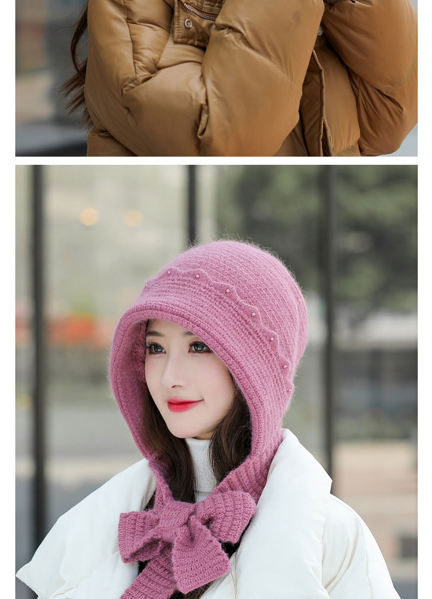 Fashion Lotus Root Starch Woolen Knitted Pearl Lace Scarf One-piece Suit,Beanies&Others