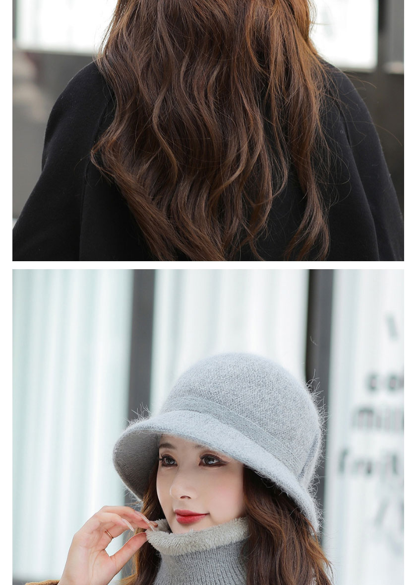 Fashion Skin Powder Rabbit Fur Knitted Bow Fisherman Hat And Scarf Set,Beanies&Others
