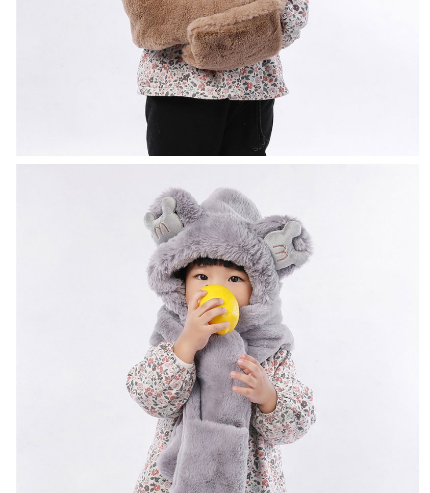 Fashion Camel Bear Scarf And Gloves All-in-one Plush Three-piece Suit,Full Finger Gloves