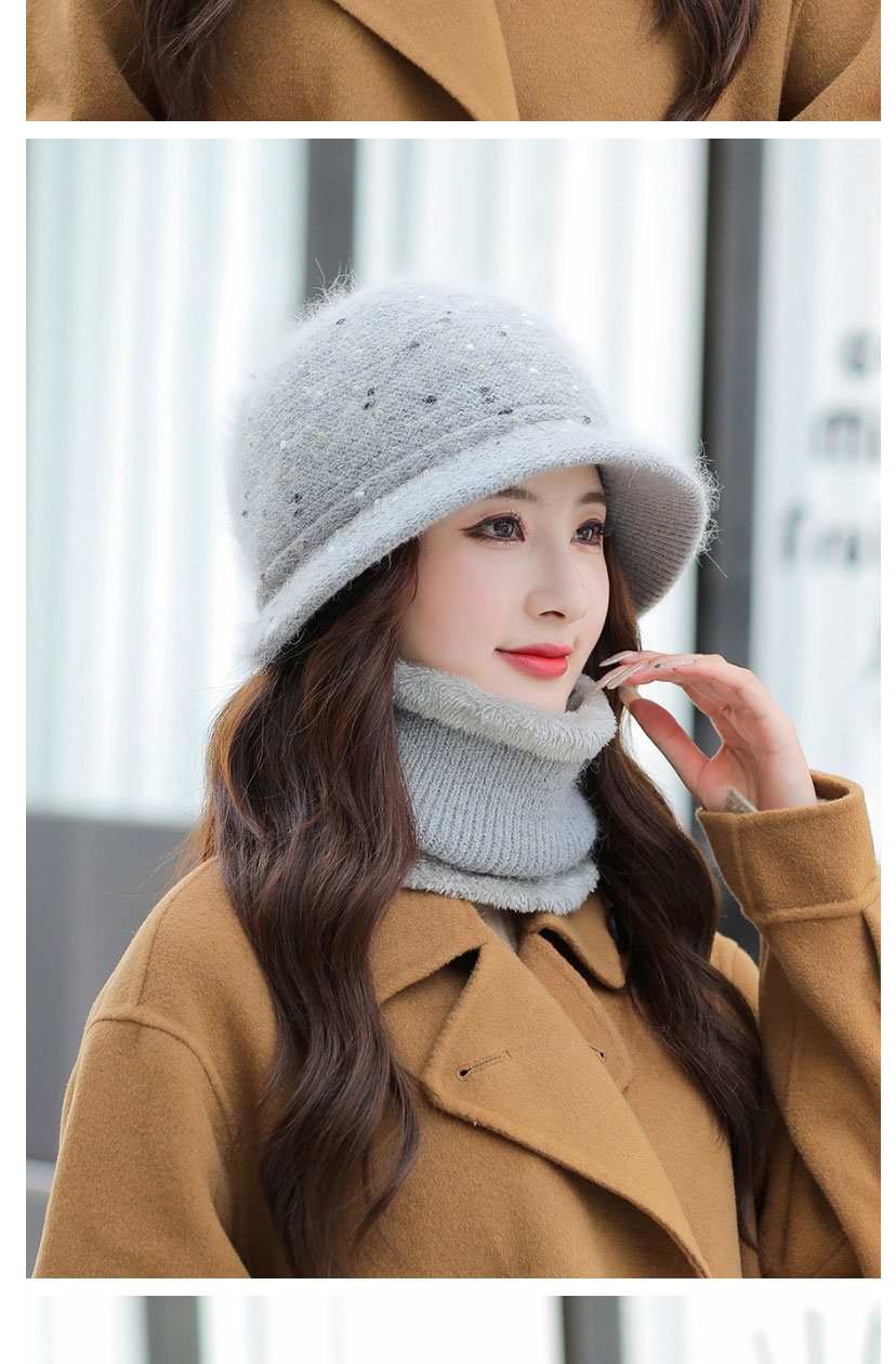 Fashion Wine Red Rabbit Fur Knit Hat And Scarf Set,Beanies&Others