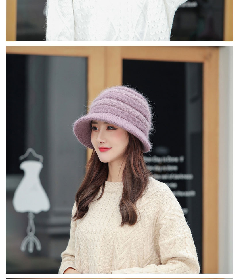 Fashion Lotus Root Starch Rabbit Fur Knitted Ear Protection Colorblock Cap,Beanies&Others