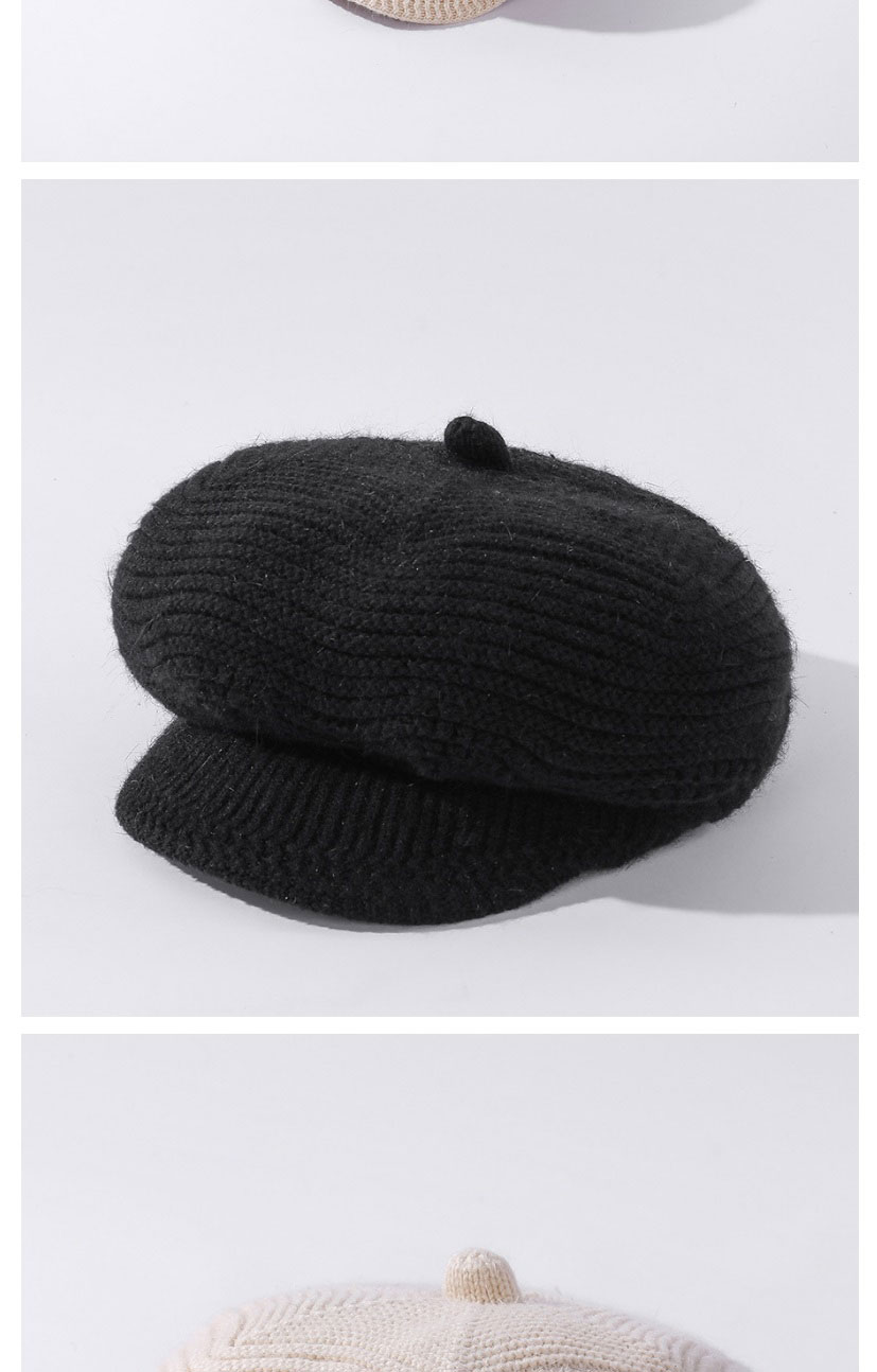 Fashion Grey Pure Color Knitted Rabbit Fur Hat,Beanies&Others