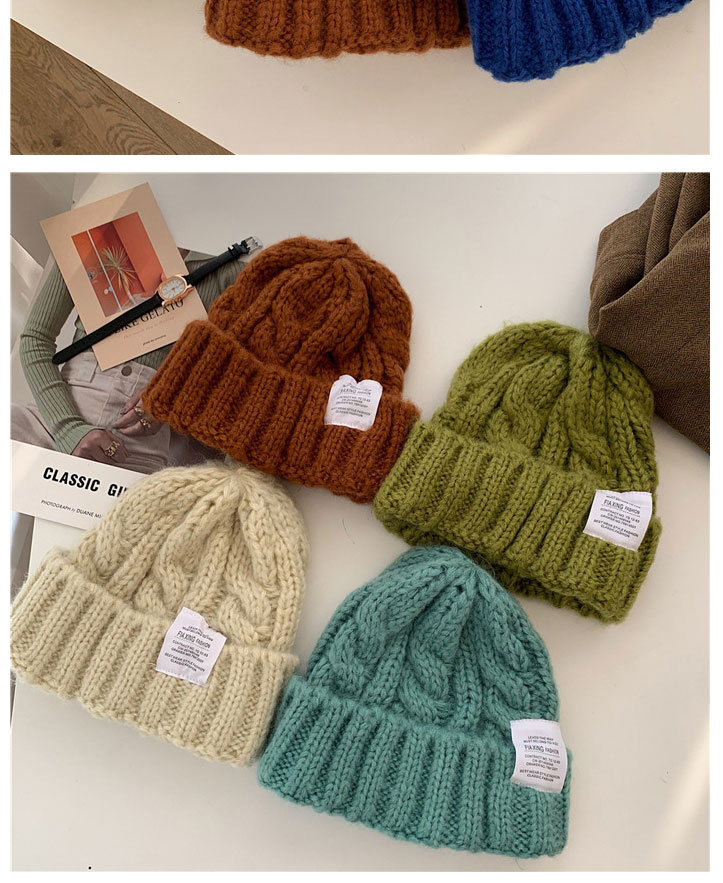 Fashion Sapphire Coarse Needle Twist Applique Knitted Woolen Hat,Beanies&Others