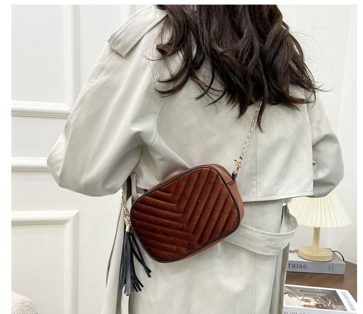 Fashion Light Brown Velvet Chain Crossbody Bag,Shoulder bags
