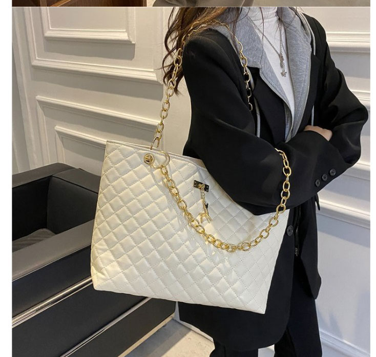 Fashion Black Solid Color Rhombus Large-capacity Shoulder Bag,Messenger bags