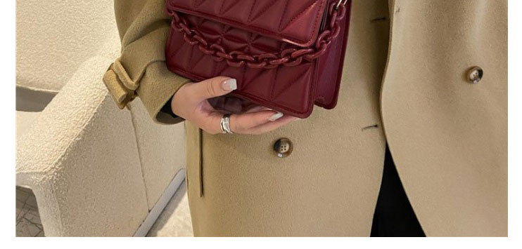 Fashion Dark Brown Solid Color Embossed Diamond Crossbody Bag,Shoulder bags