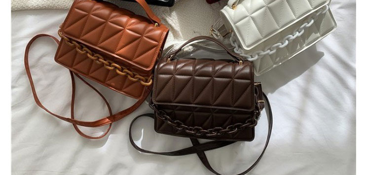 Fashion Light Brown Solid Color Embossed Diamond Crossbody Bag,Shoulder bags