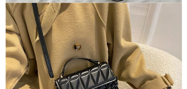 Fashion Black Solid Color Embossed Diamond Crossbody Bag,Shoulder bags