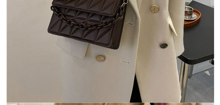 Fashion Dark Brown Solid Color Embossed Diamond Crossbody Bag,Shoulder bags