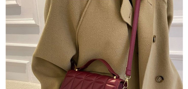 Fashion Red Wine Solid Color Embossed Diamond Crossbody Bag,Shoulder bags