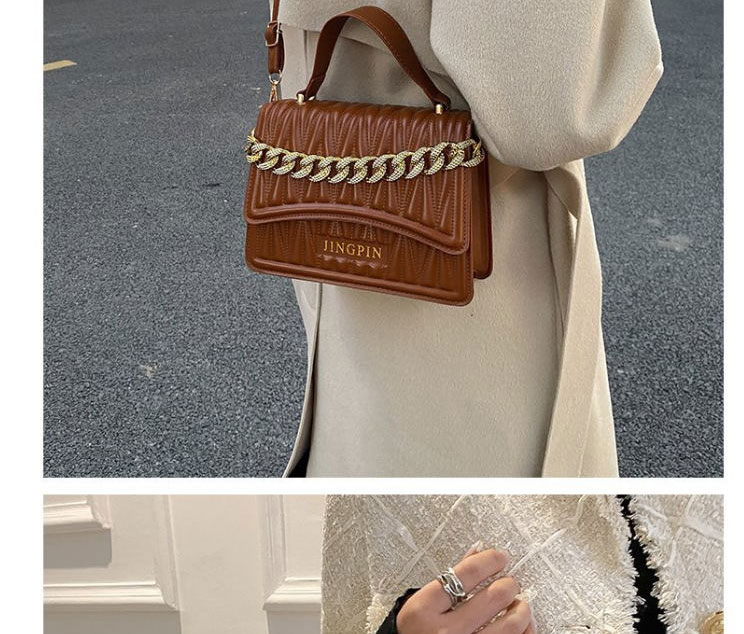 Fashion Brown Lingge Chain Portable Messenger Bag,Shoulder bags