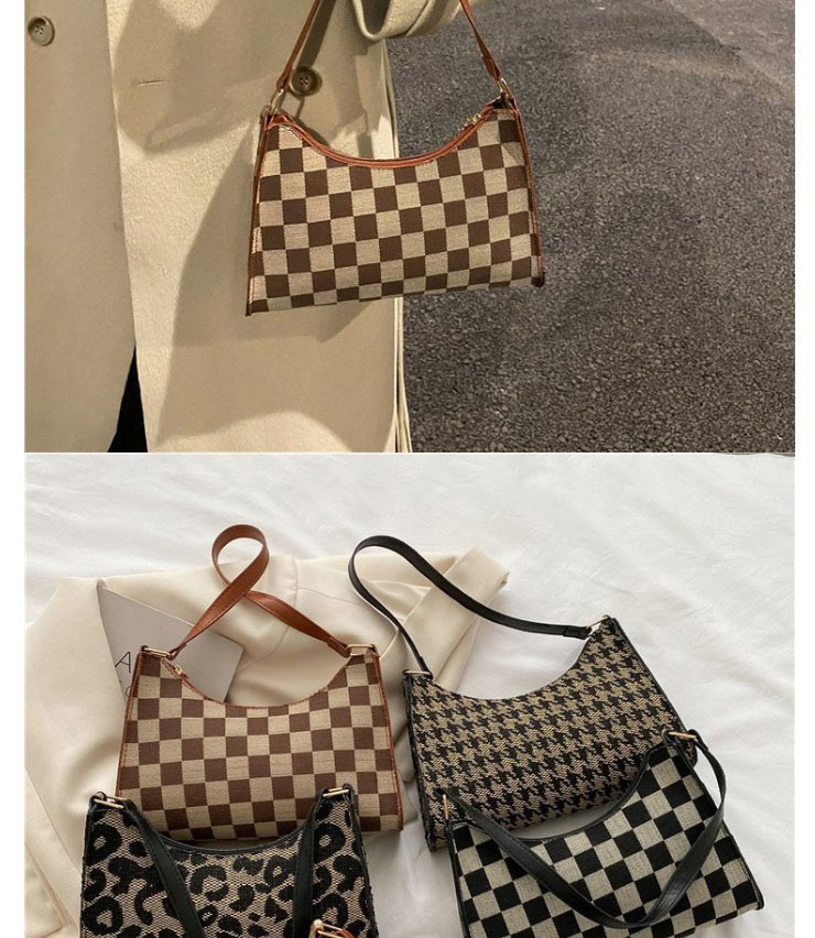 Fashion Small Grid Black Pu Houndstooth Shoulder Bag,Messenger bags