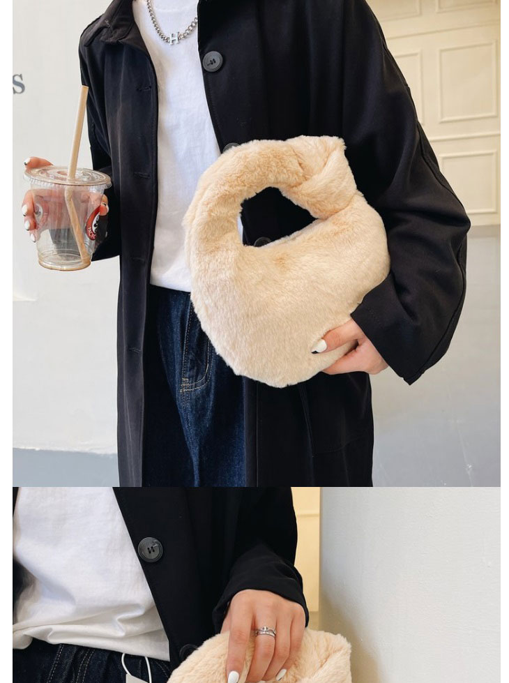 Fashion Khaki Plush Small Knotted Handbag,Handbags