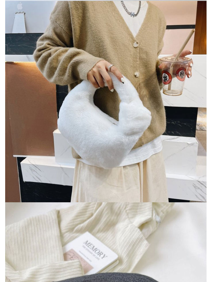 Fashion Khaki Plush Small Knotted Handbag,Handbags