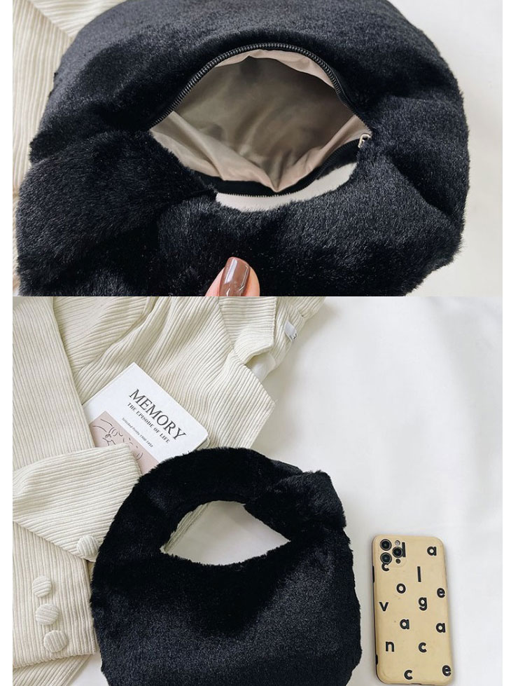 Fashion Black Plush Small Knotted Handbag,Handbags