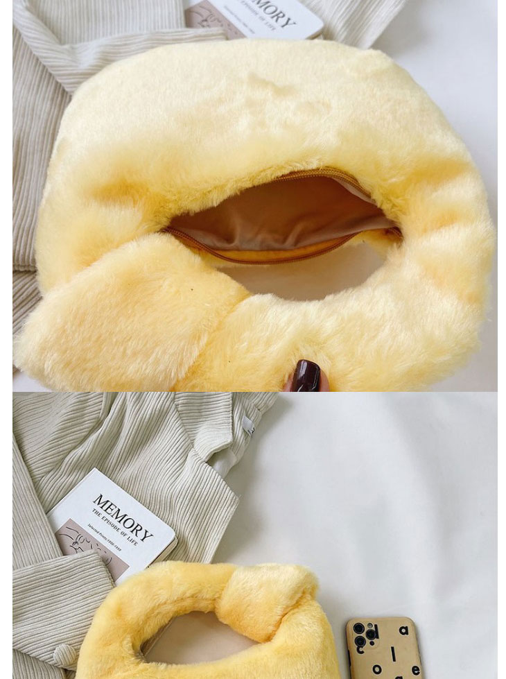 Fashion Yellow Plush Small Knotted Handbag,Handbags