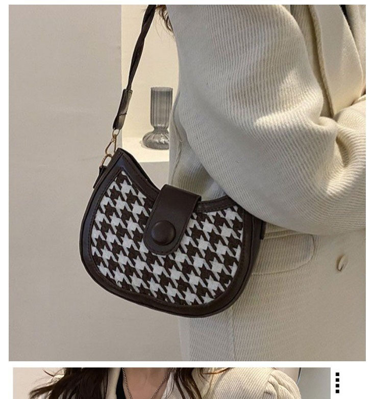Fashion Plaid Black Pu Houndstooth Crossbody Bag,Shoulder bags