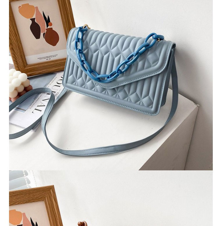 Fashion Blue Pu Embossed Chain Portable Messenger Bag,Shoulder bags