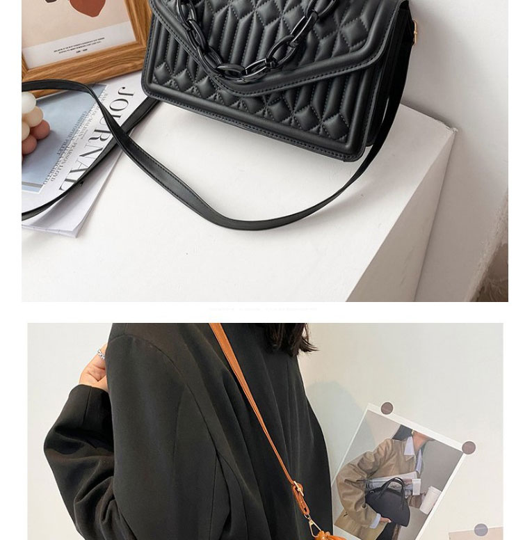Fashion Khaki Pu Embossed Chain Portable Messenger Bag,Shoulder bags