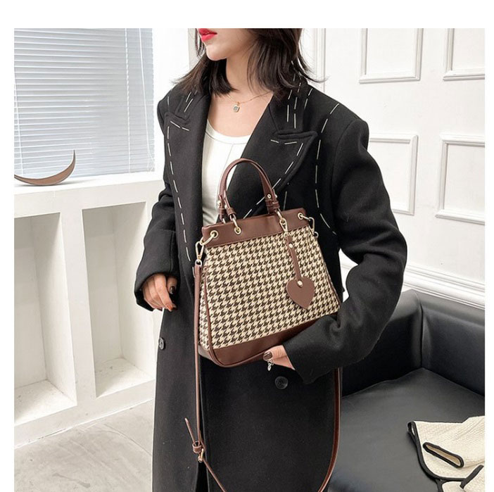 Fashion Leopard Light Pu Large-capacity Houndstooth Diagonal Bag,Shoulder bags